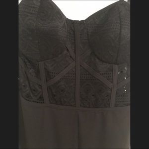 Black lace bustier jumpsuit